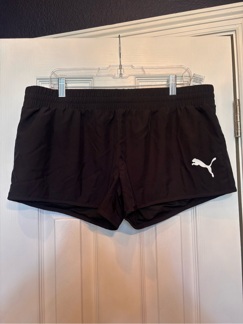 Puma Black Women’s Athletic Running Shorts with White Logo